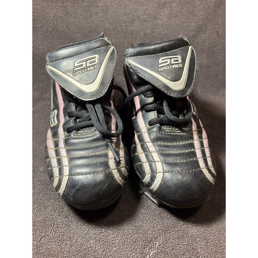 Girls Spot-Bilt Black With Pink And Silver Soccer Cleats Size 2 1/2‎